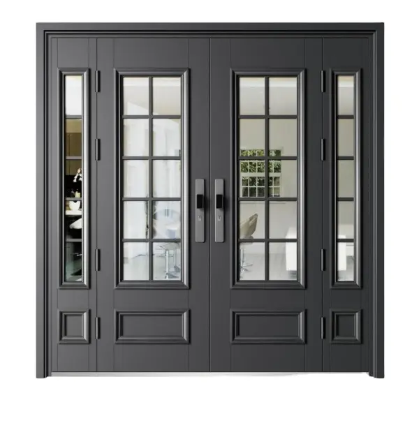 Acciaio zincato moderno metallo di sicurezza con porta centrale residenziale porta pivot casa blindata porta d'ingresso principale porta d'ingresso
