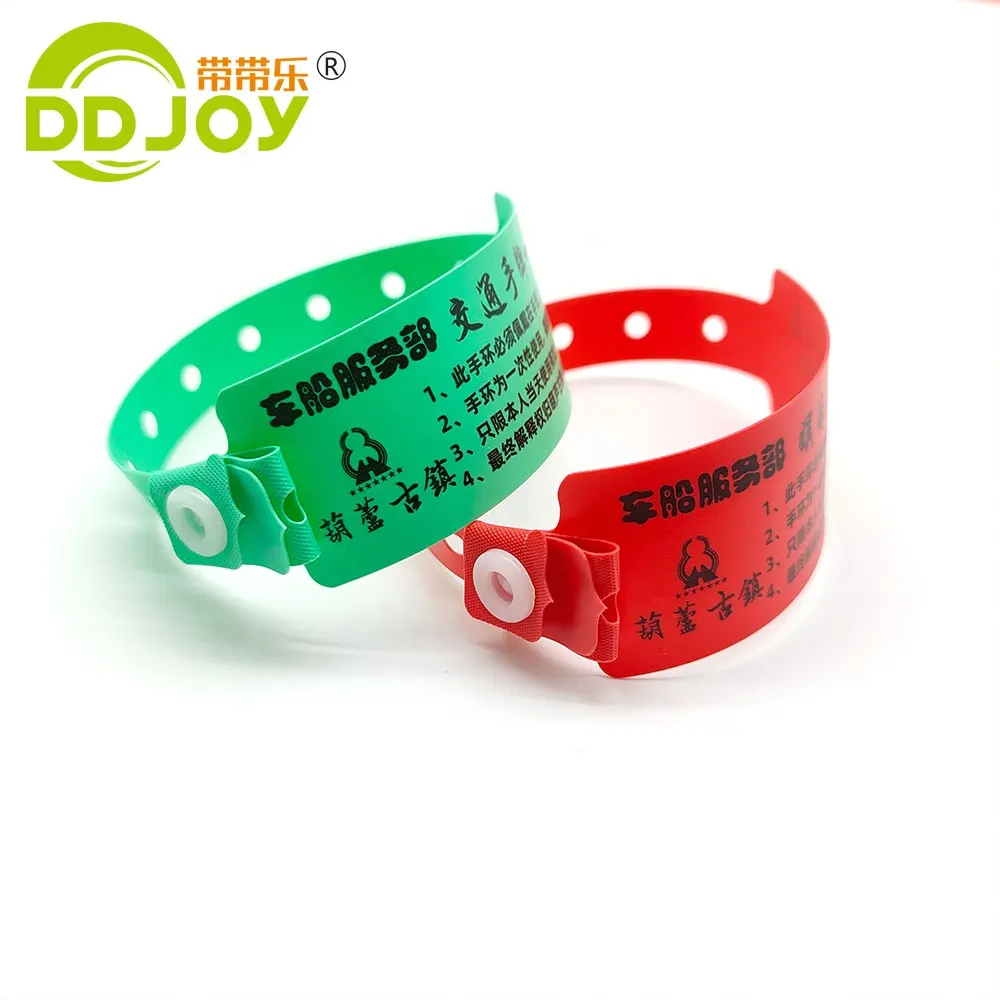 DDJOY – Bracelet de poignet en PVC souple/vinyle, avec Logo personnalisé, imperméable et jetable, Identification de l'enfant