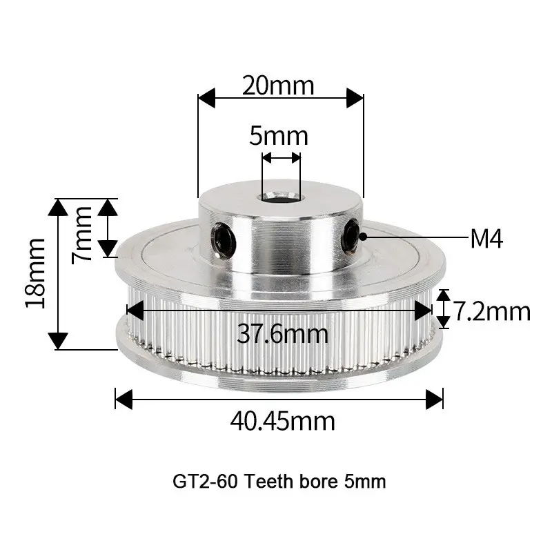 60 diş GT2-6mm zamanlama kemeri kasnak delik 5mm 6.35mm 8mm