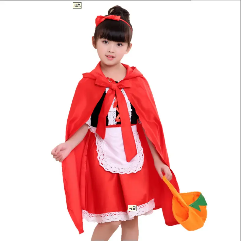 Little Red Riding Hood Cosplay Costume Fairy Dress Outfit Halloween Carnival Fantasia Party Girls Fancy Dress