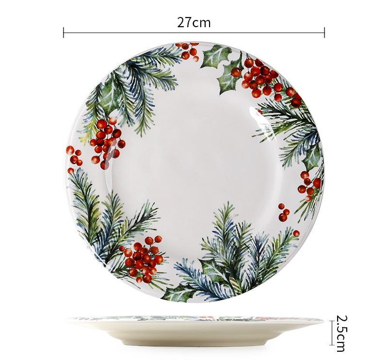 Christmas leaf large plate27cm+Hammer texture + irregular