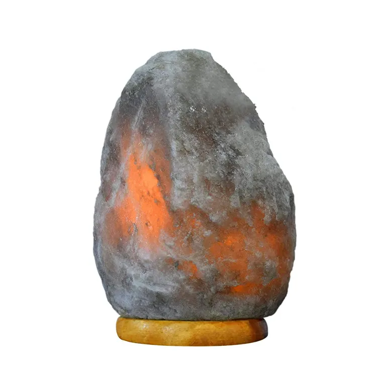 Lámpara de cristal de sal natural gris desnuda, luz manual, Himalaya, venta al por mayor, con certificación ETL