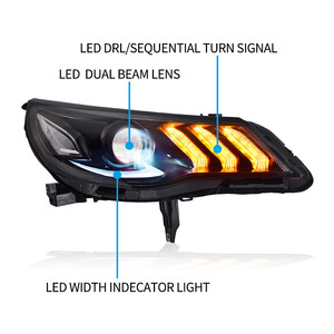 Headlight Assembly for Chevrolet <strong>Malibu</strong> 2016-2018 DRL Sequential Turn Signal <strong>LED</strong> Dual Beam Lens - Product Image 6