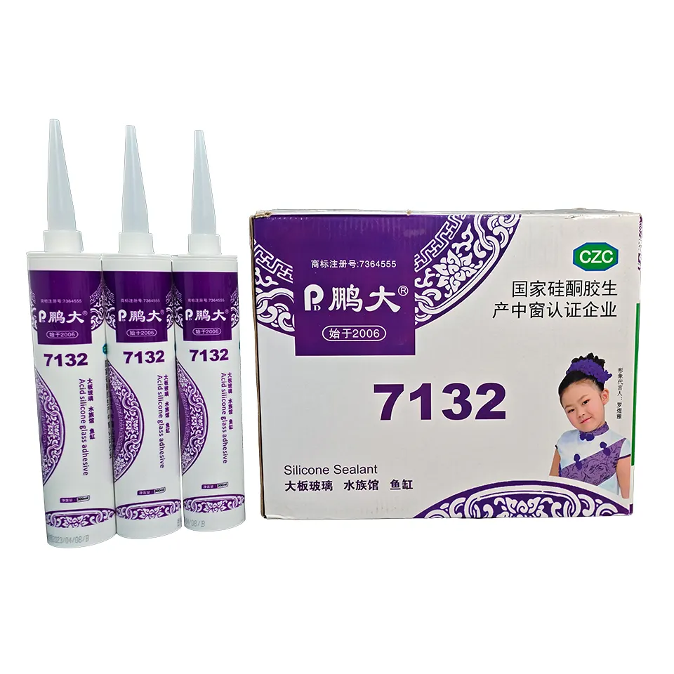 Trong suốt rõ ràng không thấm nước 7132 acetic Silicone sealant Nhà cung cấp bể cá bể thủy tinh keo