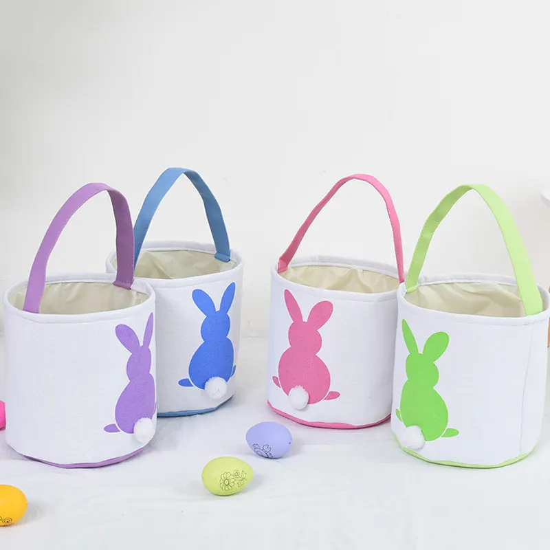 Fábrica De Venda Direta De Páscoa Decoração Crianças Cestas De Ovos Para Presente De Brinquedo Blanks Bunny Bag Balde Com Alça Bonito Orelhas De Coelho Cauda