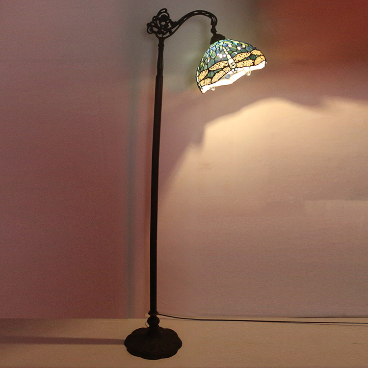 LongHuiJing Floor Lamp stained glass with dragonfly pattern lampshade restaurant tiffany lamps