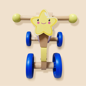 Children's Wooden <strong>Four</strong>-wheeler Balance Bike 1-3 <strong>Year</strong> Old Kids Non Pedal Bicycles 2-in-1 Baby Learning Step Sliding Bike - Product Image 6