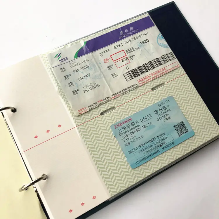 Livro de dinheiro de couro, livro de notas, filme, comboio, álbum de coleção de bilhete de viagem