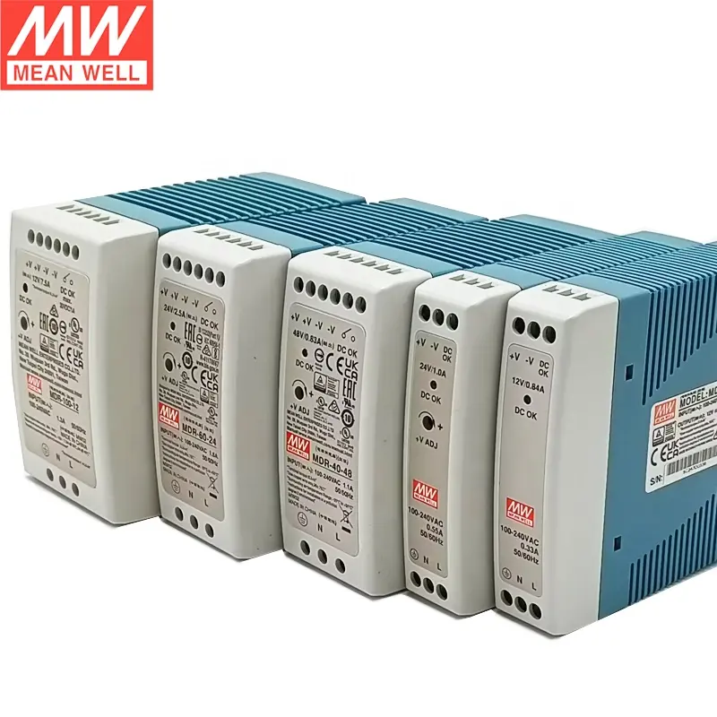 Meanwell แหล่งจ่ายไฟอุตสาหกรรมรางดิน60W 48V MDR 10W 20W 40W 100W หมายถึงดีรางไฟสลับ5V 12v15V 24V