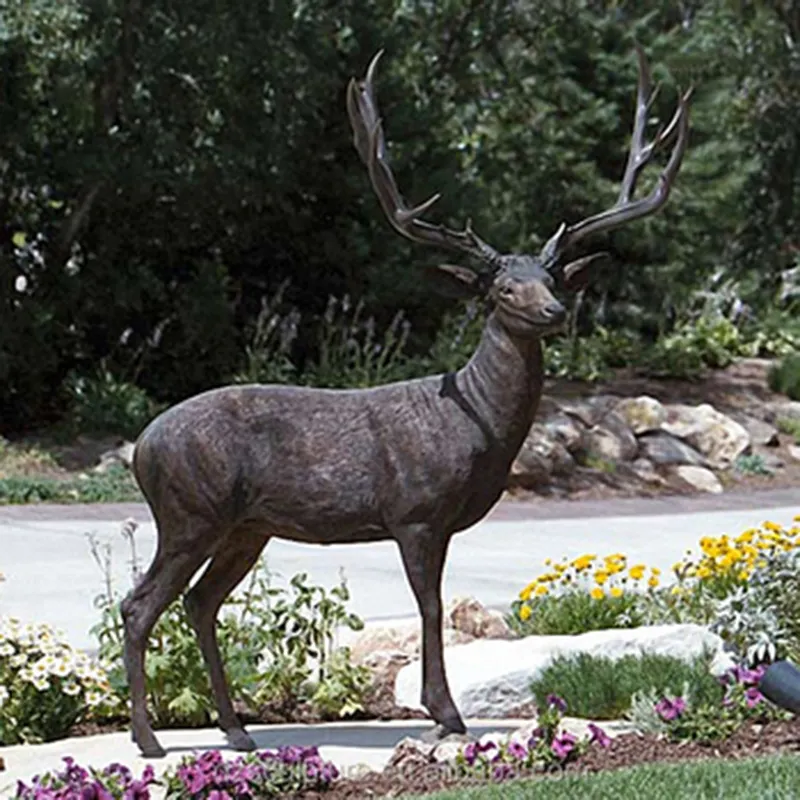 Tùy Chỉnh Cuộc Sống Kích Thước Động Vật Ngoài Trời Vườn Kim Loại Bronze Deer Nai Bức Tượng Điêu Khắc Cho Bán
