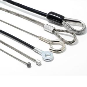 Yüksek kalite 1.0*200mm paslanmaz çelik kordon tel halat sapan uçak <span class=keywords><strong>M5</strong></span> delik göz ve düğme yüksük ile kablo donanımları
