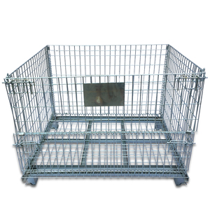 Industrial de malla de alambre de rejilla de Metal galvanizado Pallet apilable de almacenamiento contenedor jaula - Product Image 1