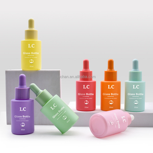 Customized 20ml 30ml 50ml  Flat Shoulder Frosting Colorful Glass Dropper Bottles Essential Oil Macaron Dropper Bottle - Product Image 2