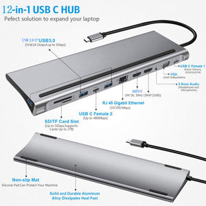 12 in 1 Hub <strong>Type</strong> <strong>C</strong> VGA <strong>Adapter</strong> PD <strong>USB</strong> <strong>3.1</strong> Audio Video <strong>C</strong> Hub to <strong>Usb</strong> <strong>Adapter</strong> Laptop Docking Station <strong>Usb</strong>-<strong>c</strong> Hub - Product Image 4
