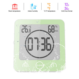 Reloj Digital LCD resistente al agua, cronómetro con Control táctil, alarma, soporte de pared para ducha, humedad y temperatura - Product Image 3