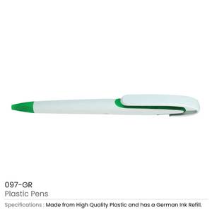 高品质定制标志廉价白色按钮塑料笔，夹子下有彩色设计 - Product Image 4