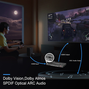 Matriz HDMI de 4K60Hz con EARC D-o-lby Vision SPDIF Salida de audio óptica Interruptor de matriz HDMI 4 en 2 salidas HDCP2.2 Gestión EDID