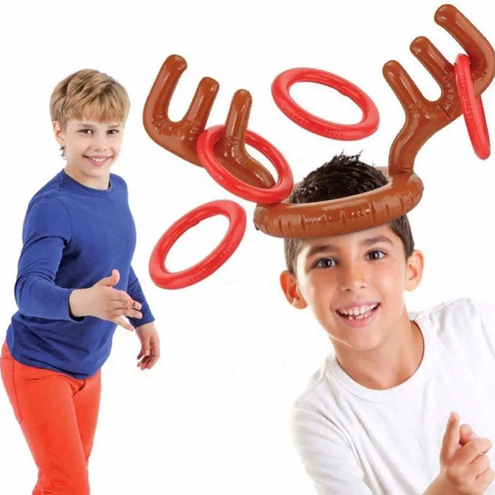Venda quente Natal Antler Hat Ring Toss Brinquedos infláveis Pai-filho Interativo Christmas Party Toy Throwing Ring Balloon Toy