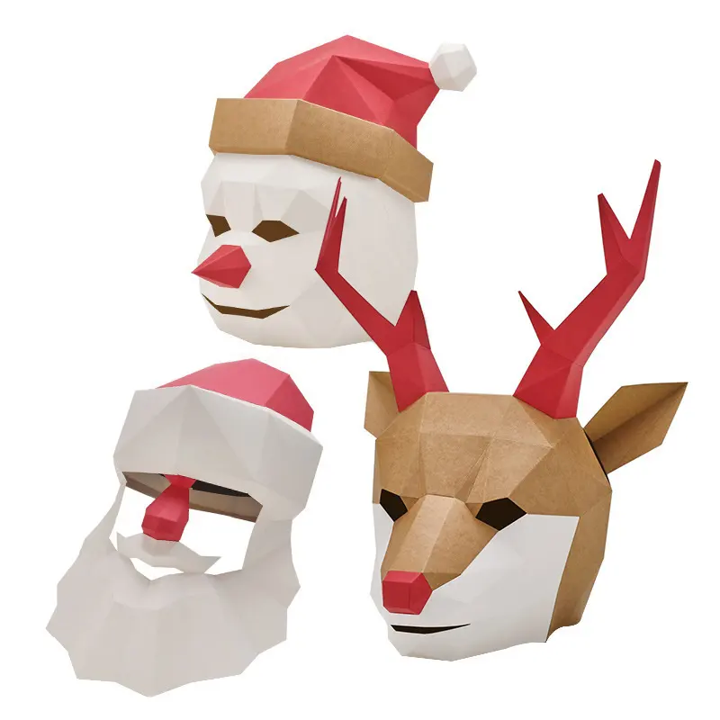 Kerst Creatieve Masker Novel Diy Papier Sneeuwpop Kerst Kerstman Hoofddeksels