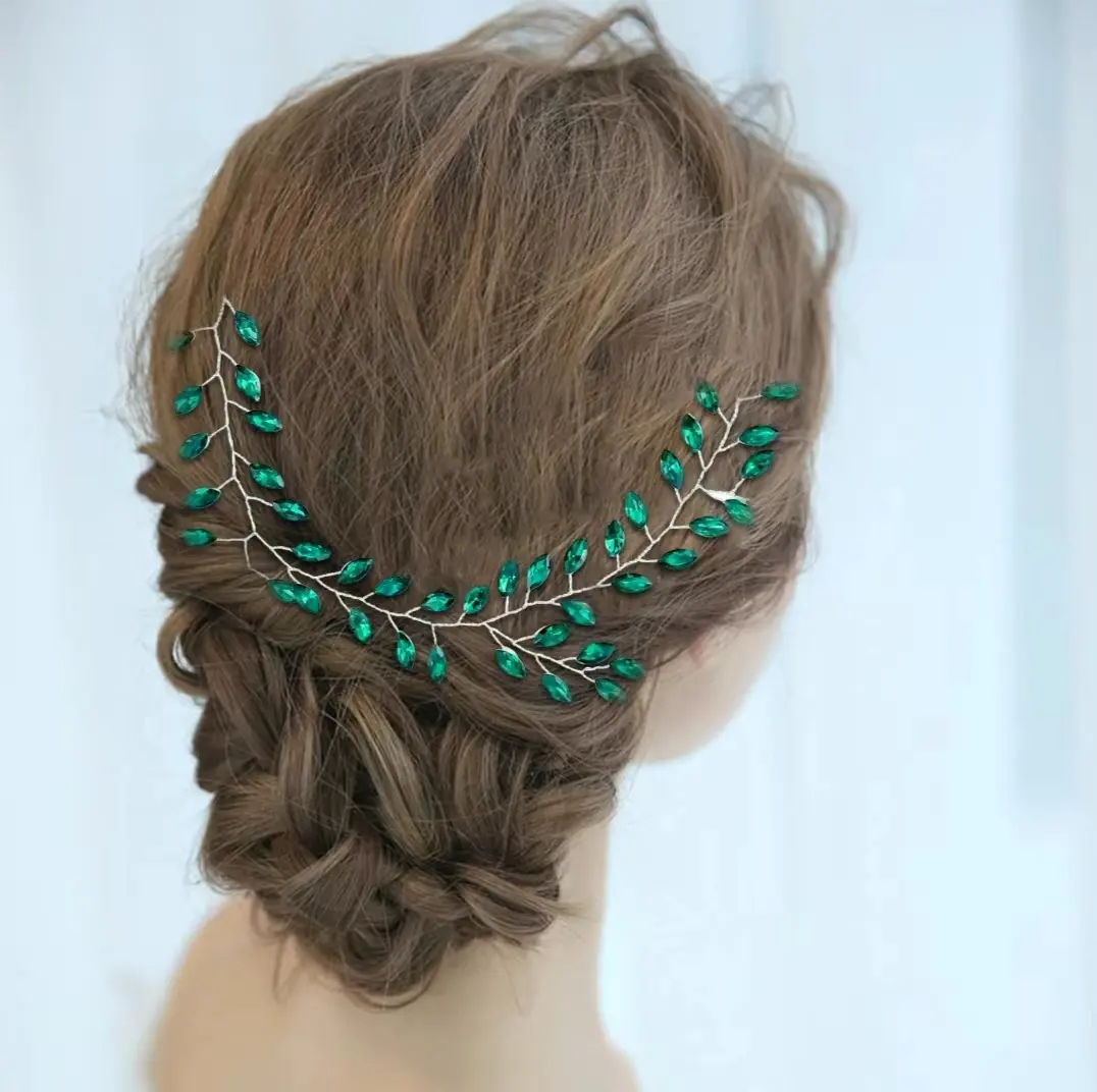 NEW Bride Wedding Bridal Hair Pieces Accessories green Crystal Hair Combs for Women and Girls Crystal wedding hair accessory