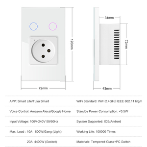 AVATTO Wifi 1Gang <strong>2</strong> Gang Smart Home Wall Plugs with <strong>Switch</strong> Socket Smart Tuya Israel Standard Sockets and <strong>Switch</strong> - Product Image 4