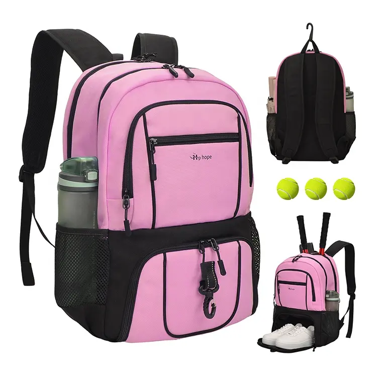 Mochilas de entrenamiento personalizadas de doble hombro rosa para mujer, para playa Babolat mochila de raqueta de tenis, mochila Pickleball