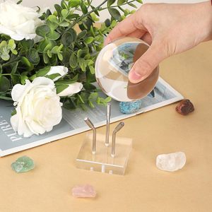 New Triều Bán buôn giá rẻ rõ ràng <span class=keywords><strong>Acrylic</strong></span> Pha lê Bóng Chủ Sphere hiển thị đứng với bạc Arms - Product Image 3