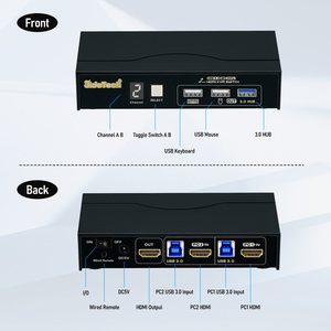 JideTech 2 Port <strong>HDMI</strong> KVM Switch 4K@60Hz with <strong>Input</strong> Cables Digital <strong>Display</strong> and Wired Remote USB 3.0 Hub for 2 <strong>Computers</strong> 1 Monitor - Product Image 2