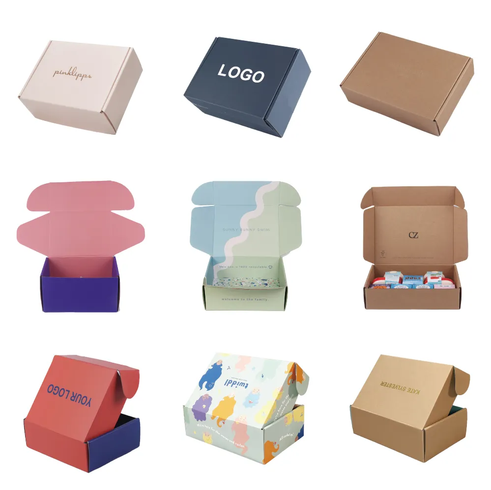 Kotak pembungkus pakaian kustom sesuai pesanan Logo produk kotak kemasan pakaian pos untuk setelan baju kaus