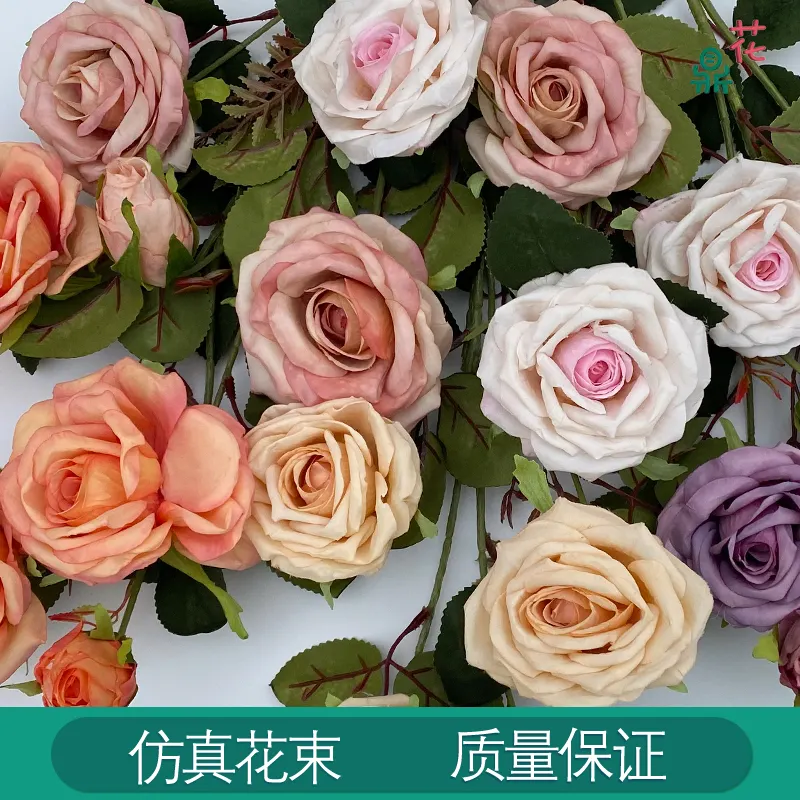 All'ingrosso 4 capi diamanti Rose vasi decorati con fiori artificiali matrimonio paesaggio disposizione fiori di seta