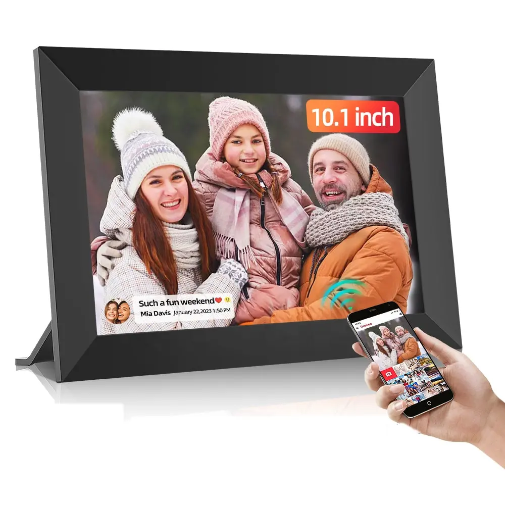 FRAMEO 10.1 Inch WiFi moldura digital 32GB de memória Auto-Girar Retrato e Paisagem, Compartilhar fotos vídeos via Frameo App