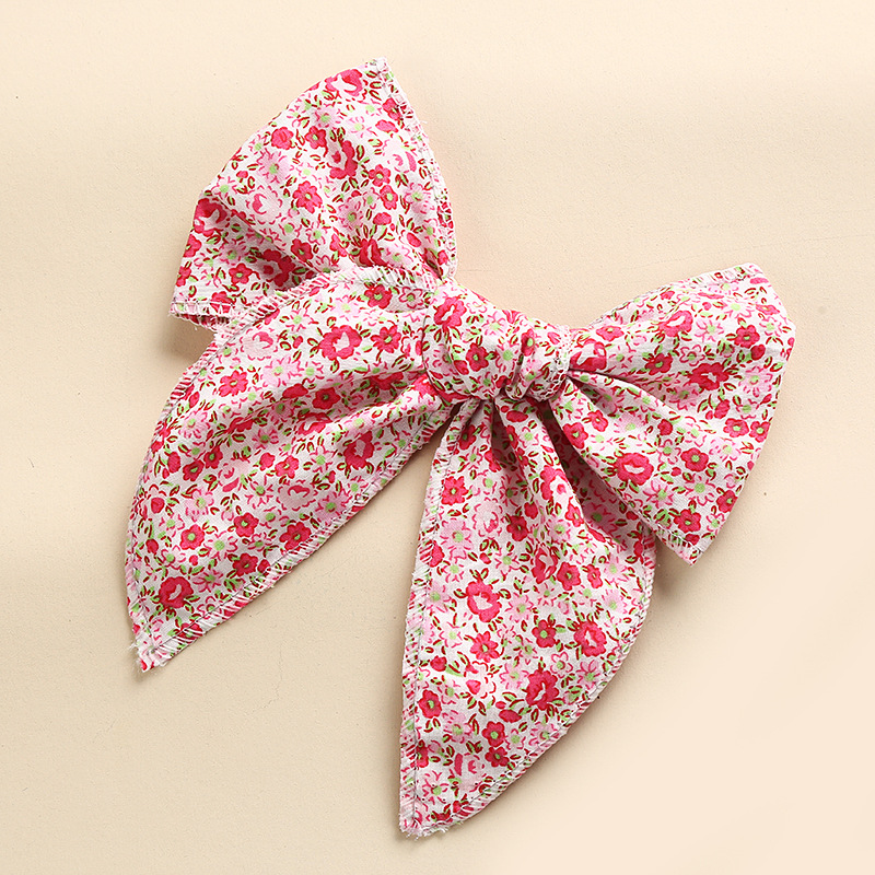 Gros nœuds pour cheveux style marin rose à motif floral avec alligator