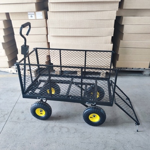 New Arrival Heavy Duty Garden Dump Cart <strong>Trolley</strong> with Steel Mesh Structure Frame 300kg Capacity 10&quot; Pneumatic Wheels Black - Product Image 4