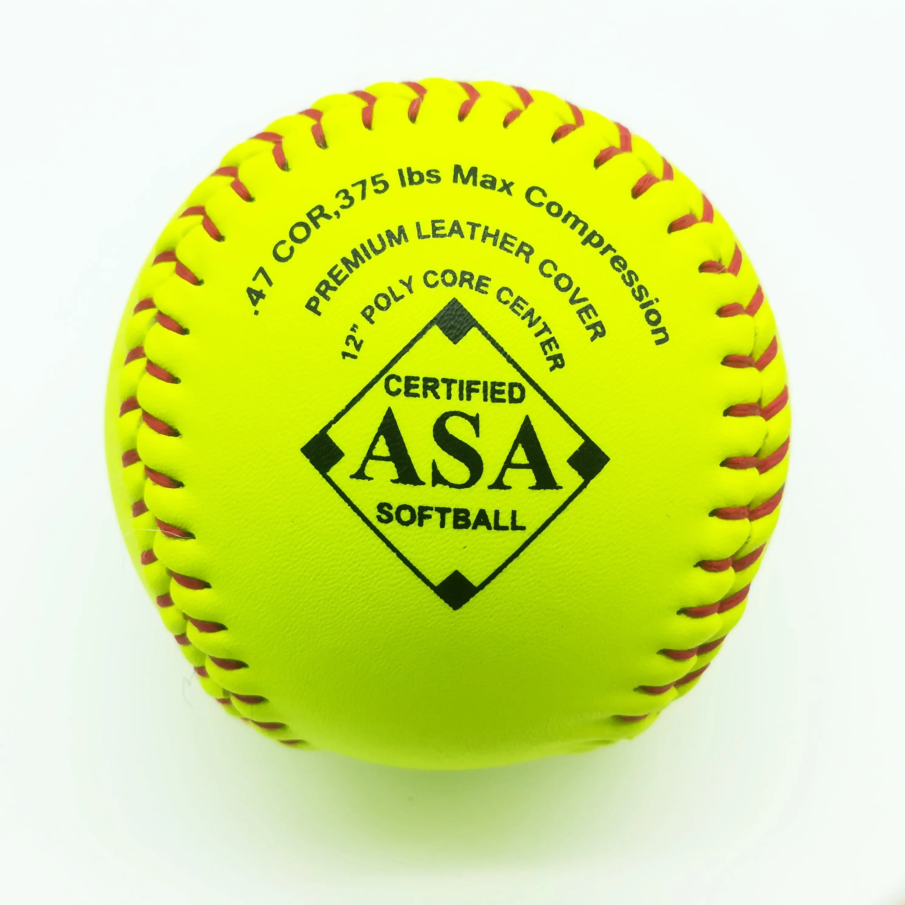 Certificação de comércio, asa treinamento/qualidade correspondente 12 polegadas rápida pitada óptica couro amarelo polycore softball