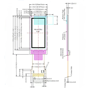 0.96 pollici 13 Pin 64x128 SPI I2C interfaccia OLED con chip SSD1312 SH1107 CH1115 - Product Image 2