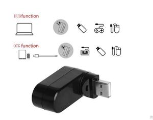 USB集线器适配器旋转高速u盘读取器分离器3端口USB 2.0用于电脑PC笔记本电脑Mac迷你配件 - Product Image 3