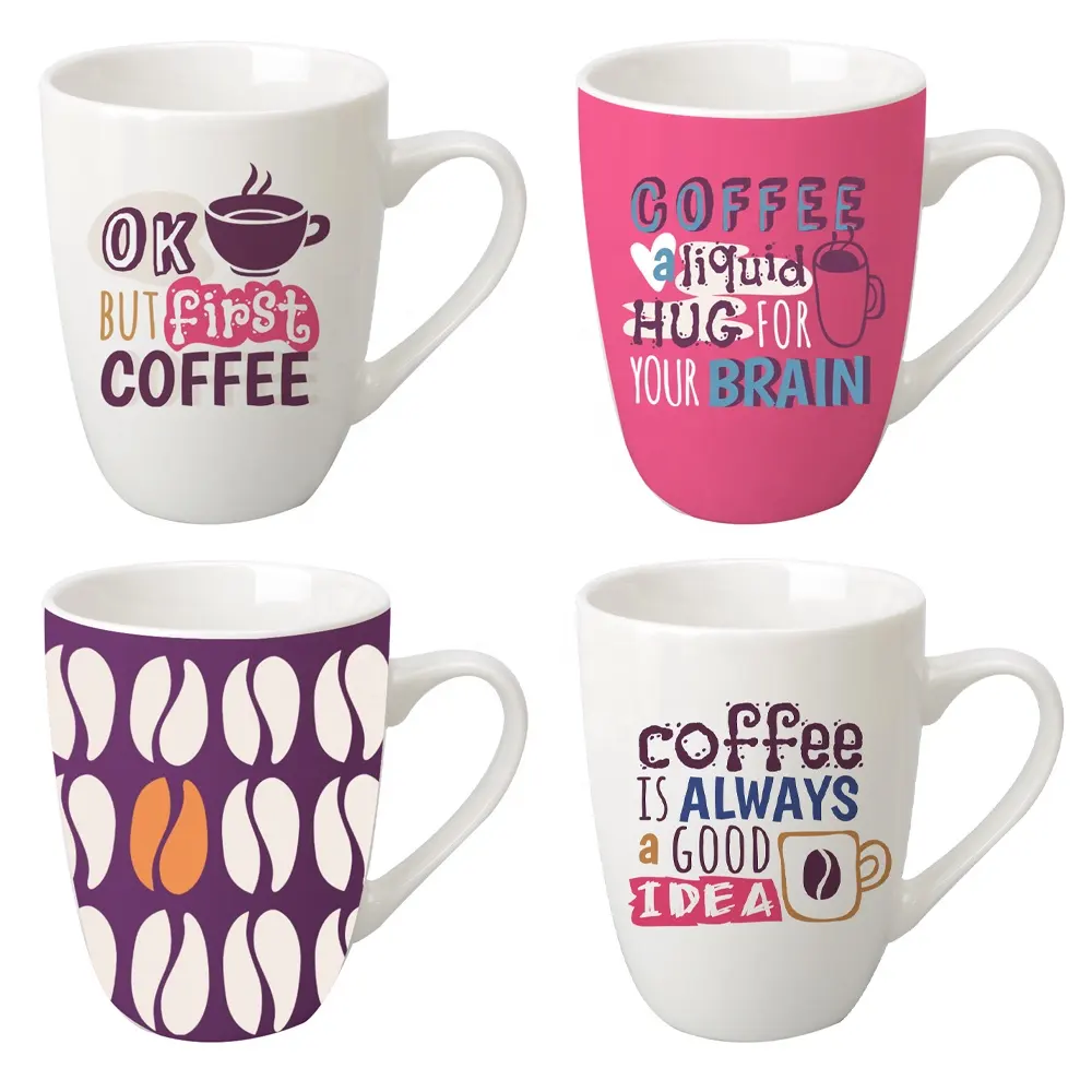 Tazza da caffè in ceramica di vendita calda nuova tazza da bere a forma di tamburo osseo con Logo personalizzato tazza da viaggio in ceramica con decalcomania colorata