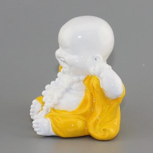 Decor Happy พระภิกษุสงฆ์รูปปั้นไม่พูดดูและฟัง Figurines สะสม (ไม่ฟังพระพุทธรูปสีเหลือง) - Product Image 4