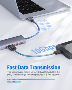Stok 5 in 1 USB3.2 Gen2 için 4 * USB-C 10Gbps ve 1 * USB-C DC 5V şarj genişletici Dock masaüstü Laptop için - Product Image 5
