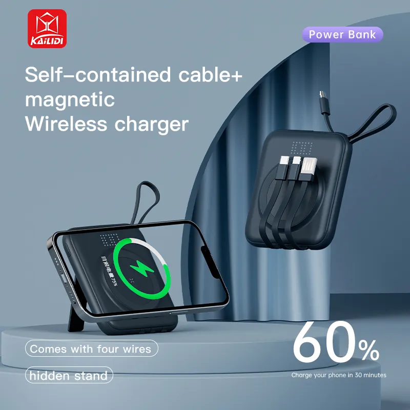 Power bank nirkabel magnetik portabel, untuk iphone container pengisian power bank nirkabel