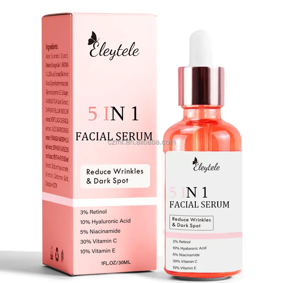 Niacinamide personalizzato vitamina C vitamina E retinolo con acido ialuronico E collagene 5 in 1 siero viso lumaca collagene viso