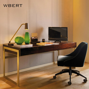 WBERT Italian Modern Light Luxury Art <strong>Rectangular</strong> Solid Wood Stainless Steel Painted Desk, <strong>Computer</strong> Desk, Dressing <strong>Table</strong> - Product Image 3