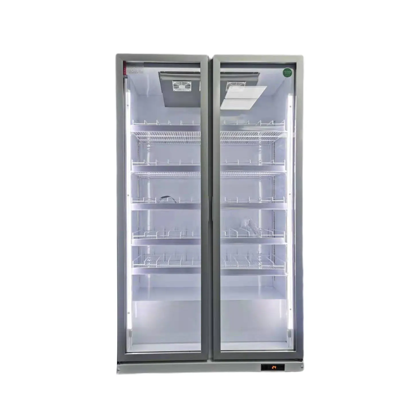 Refrigerador con puerta de vidrio integrada, refrigerador de 2 puertas, precio de descuento