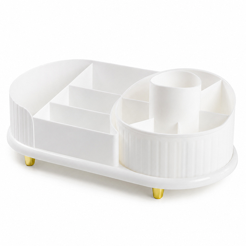 White desktop rotating storage box