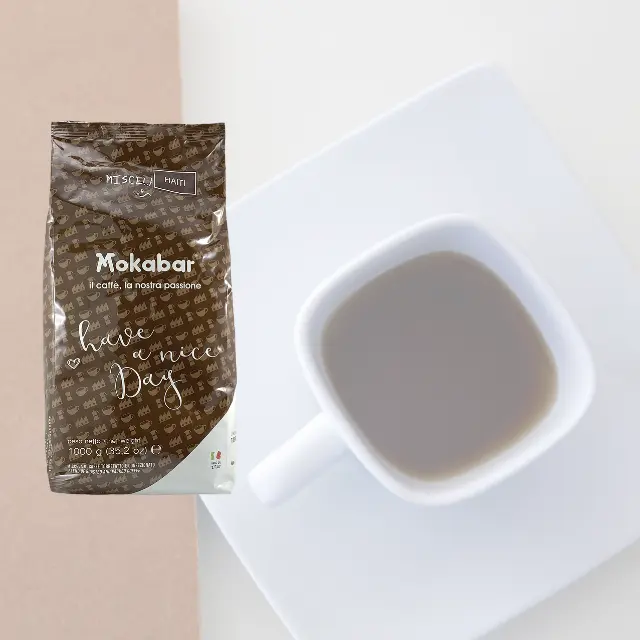 MOKABAR भुना हुआ कॉफी बीन्स शीर्ष इतालवी गुणवत्ता मिश्रण स्वादिष्ट लंबी कॉफी के लिए रोबस्टा और अरेबिका