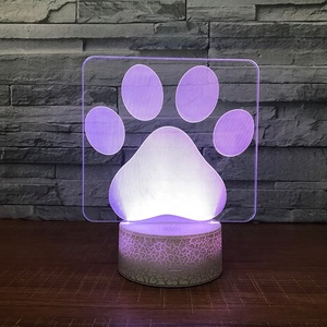 ホワイトクレークベース犬足3Dランプカラフル素敵なナイトライト寝室LED装飾フットプリントUSBスリープライトキッズ誕生日プレゼント