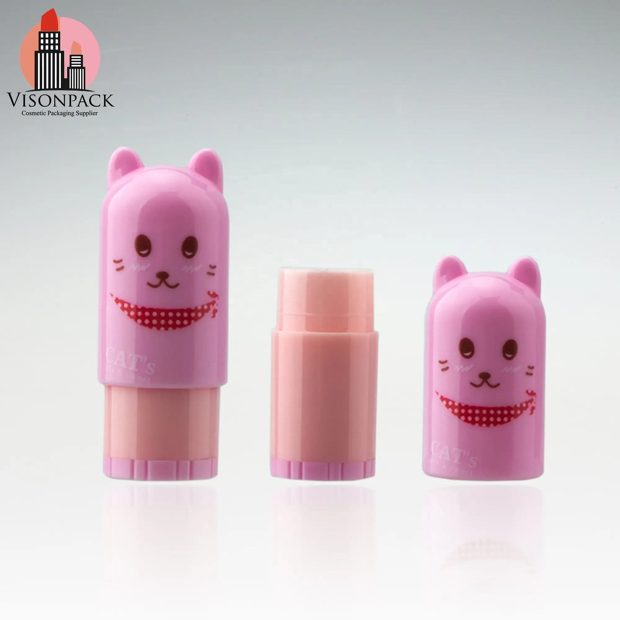 Tubos de crema labial con diseño de gato, Mini bálsamo labial vacío, embalaje de dibujos animados, redondos, Logos, color rosa y amarillo, nuevo estilo, 2022