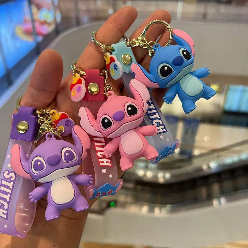 Stitch Ilaveros Car Key Handbag Accessories Lilo Stitches Pink Angel Anime Keyring Christmas Gift Wholesale Stitch Keychains