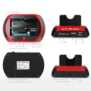 USB 2.0 IDE SATA çift Bay 2.5 inç 3.5 inç HDD yerleştirme istasyonu ESATA kart okuyucu plastik kasa ile All-in-One OTB klonlama Dock - Product Image 5
