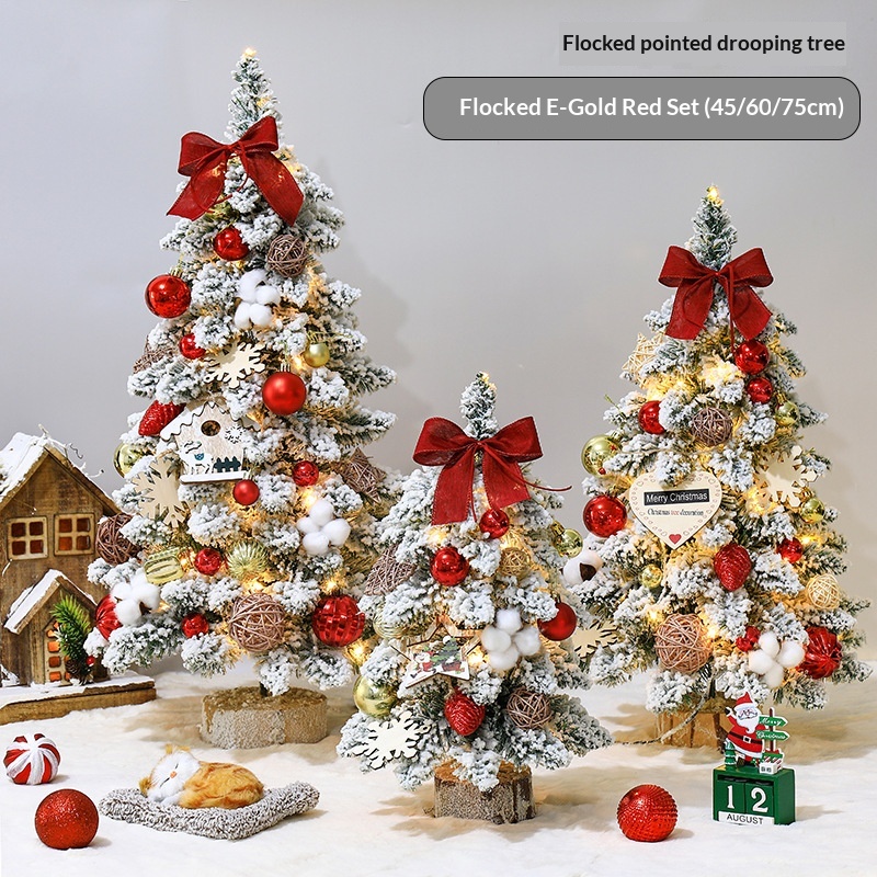 Ensemble trois pièces : sapin en velours rouge doré à pointes.